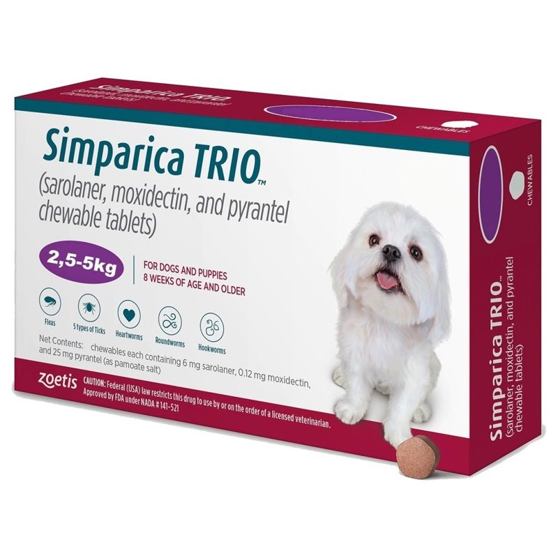 Simparica Trio 2 a 5kg (6 mg) 3 comp
