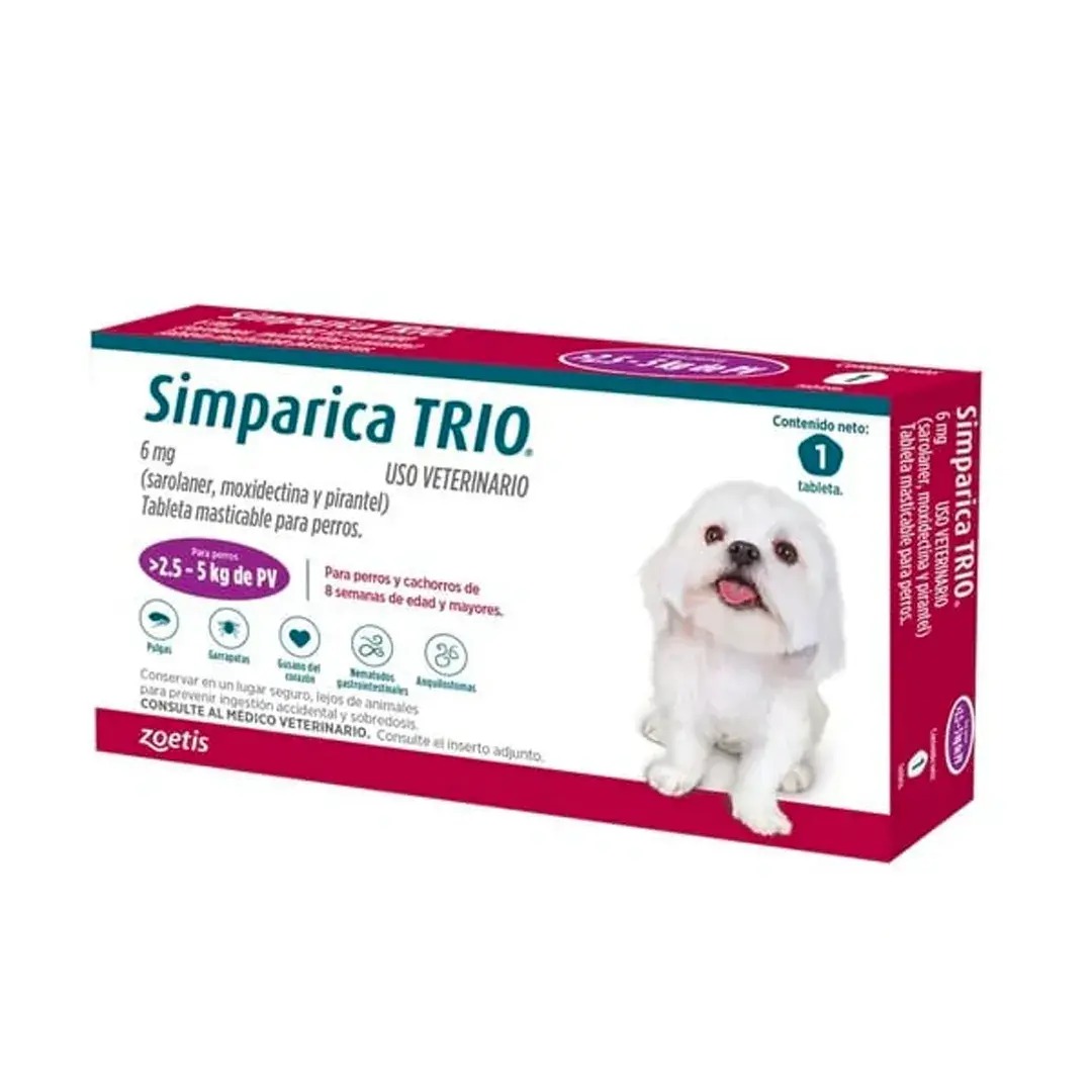 Simparica Trio 2 a 5kg (6 mg) 1 comp