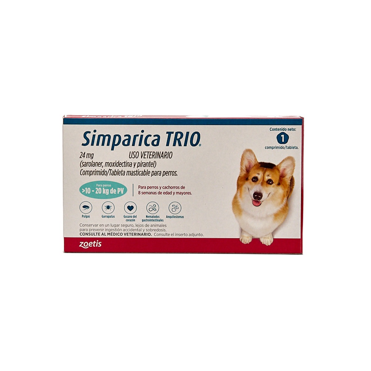 Simparica Trio 10 a 20kg (24 mg) 1 comp