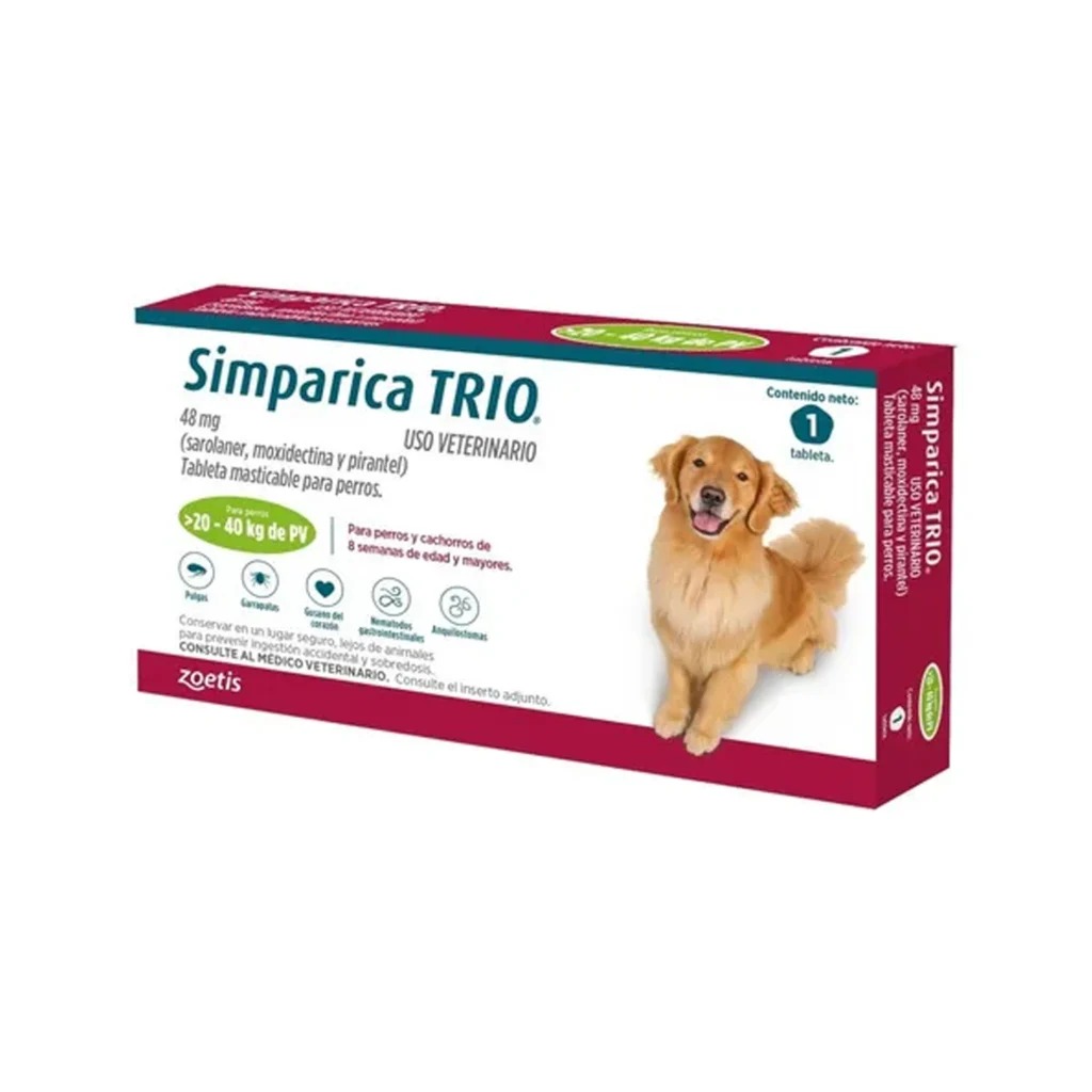 Simparica Trio 20 a 40kg (48 mg) 1 comp