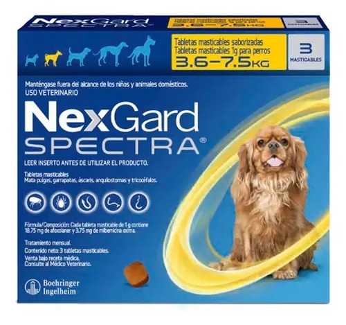 Nexgard Spectra perro  S  3.6 - 7.5 kg /3 Tab