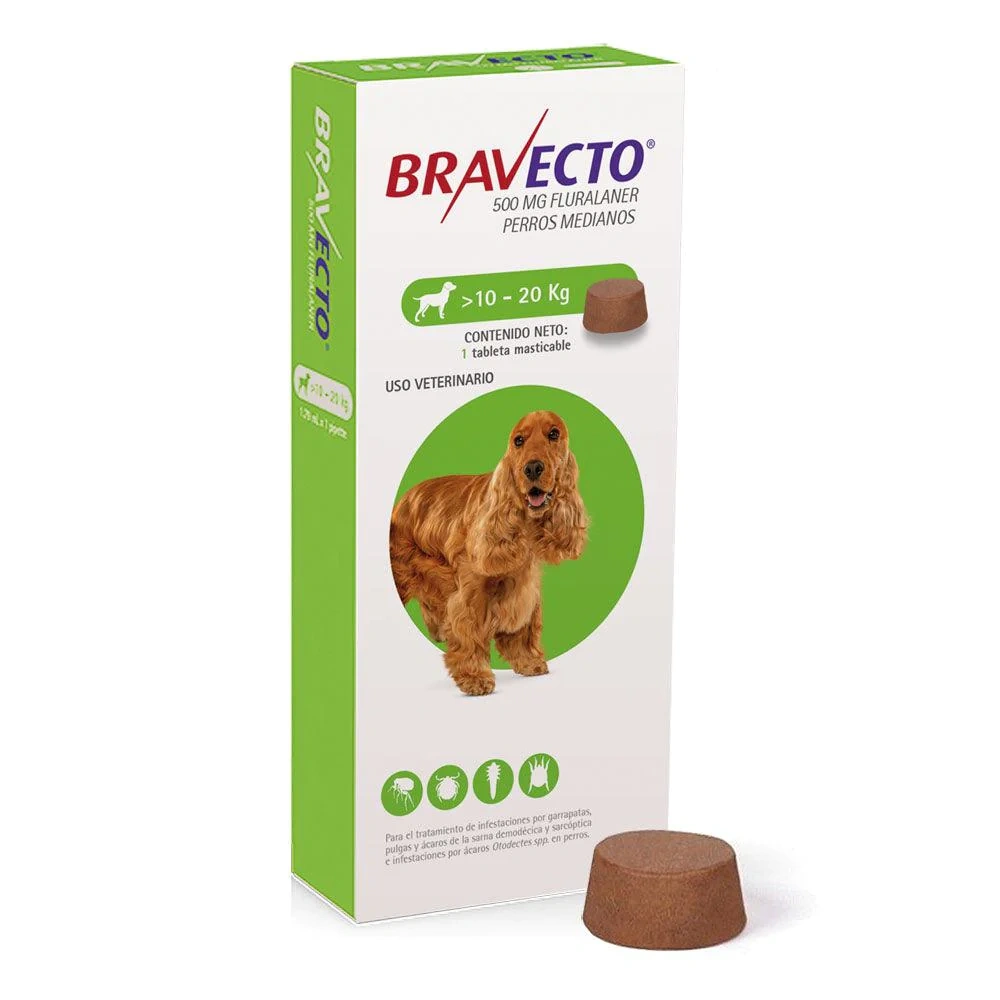 Bravecto Medium 500 mg 10-20 kg verde