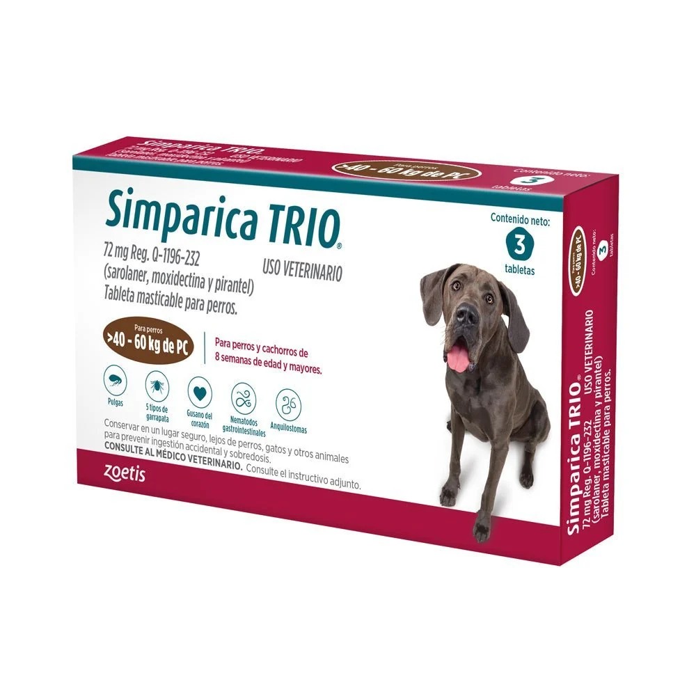 Simparica Trio 40 a 60kg (72 mg) 3 comp